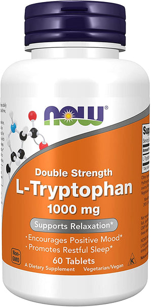 L-Tryptophan 1,000 mg, Double Strength, Encourages Positive Mood*, Supports Relaxation*, 60 Tablets