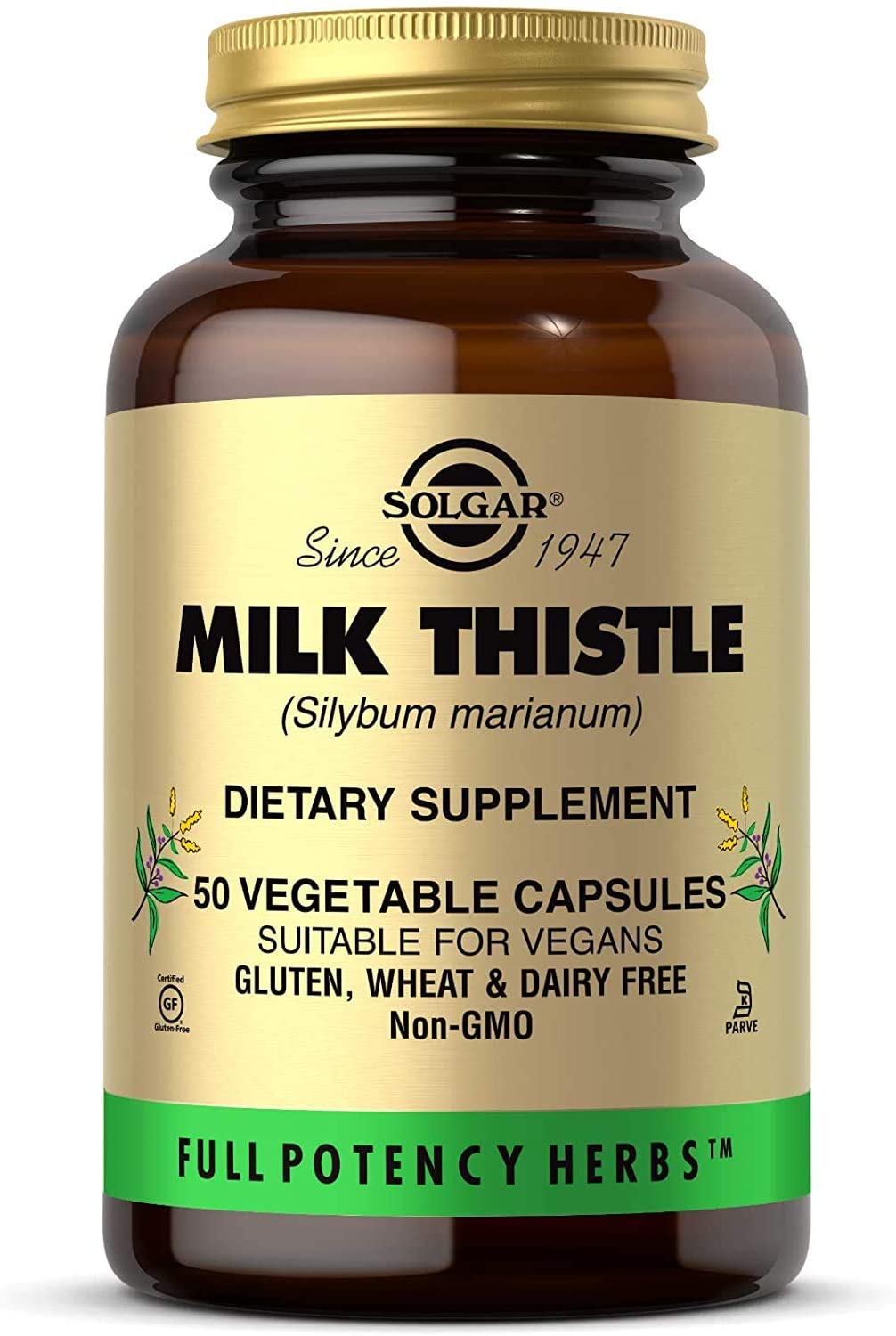 Solgar Milk Thistle, 100 Vegetable Capsules - Liver Support - Full Potency (FP) - Non-GMO, Vegan, Gluten Free, Dairy Free, Kosher - 100 Servings