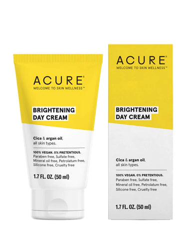 Acure Brightening Day Cream - Radiant Skin Day Cream with Cica &amp; Argan Oil - Moisturizes, Evens Tone - 100% Vegan Formula - All Skin Types - Soothing &amp; Nourishing Ingredients - 1.7 Fl Oz