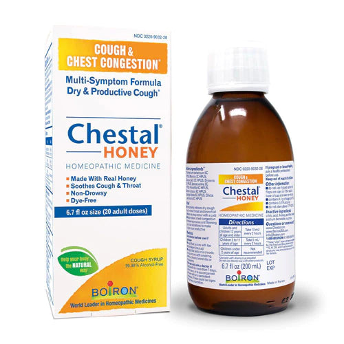 Boiron Chestal Honey Adult Cold and Cough Syrup for Nasal and Chest Congestion, Runny Nose, and Sore Throat Relief - 6.7 Fl oz