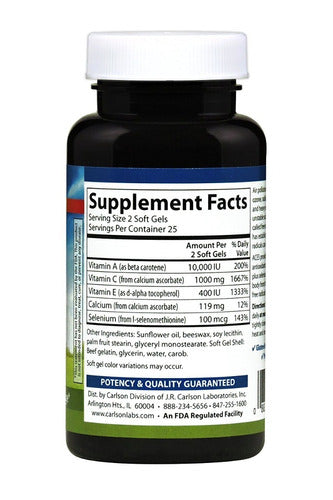 Carlson - ACES, Vitamins A, C, E + Selenium, Cellular Health & Immune Support, Antioxidant, 50 Softgels