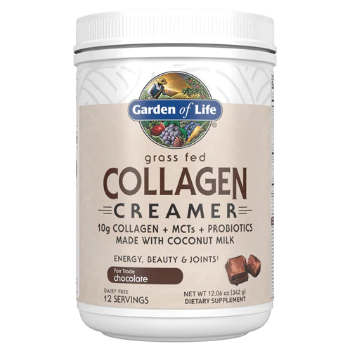 Garden of Life Grass Fed Collagen Creamer Powder - Chocolate, 12 Servings, Collagen Powder for Coffee Energy Beauty Joints, Coconut MCTs, Keto Collagen Protein Supplements