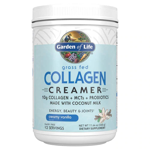 Garden of Life Grass Fed Collagen Creamer Powder - Vanilla, 12 Servings, Collagen Powder for Coffee Energy Beauty Joints, Coconut MCTs, Keto Protein Supplements