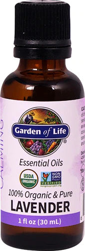 Garden of Life Essential Oil, Lavender 30 ml, USDA Organic &amp; Pure, Clean, Undiluted &amp; Non-GMO - for Diffuser, Aromatherapy, Meditation, Skincare, Sleep - Calming, Relaxing, Soothing, 1 Fl Oz