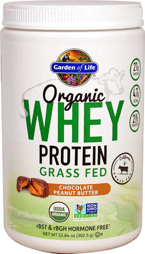 Garden of Life Organic Whey Protein Grass Fed Chocolate Peanut Butter, 12 Servings