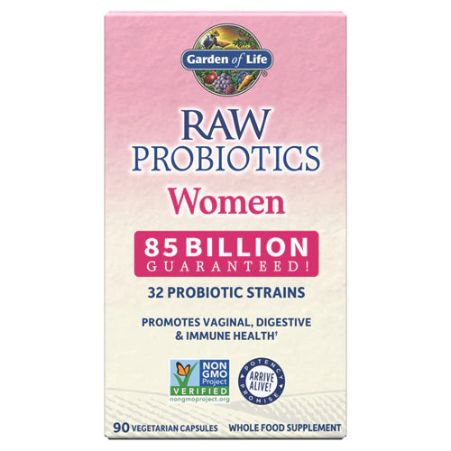 Garden of Life Raw Probiotics for Women - 85 Billion CFU Probiotic for Vaginal Probiotics with Vitamins, Minerals, Enzymes - 90 Capsules, Womens Probiotic Supplement for Digestive and Immune Health