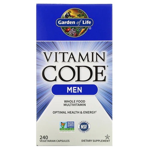 Garden of Life Vitamin Code Whole Food Multivitamin for Men - 240 Capsules, Vitamins for Men, Fruit Veggie Blend and Probiotics for Energy, Heart, Prostate Health, Vegetarian Men&#39;s Multivitamins