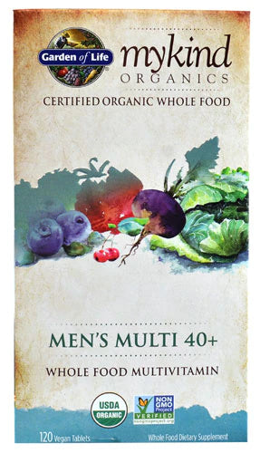 Garden of Life Organics Whole Food Multivitamin for Men 40+ 120 Tablets, Vegan Mens Multi for Health & Well-Being Certified Organic Whole Food Vitamins & Minerals for Men Over 40 Mens Vitamins