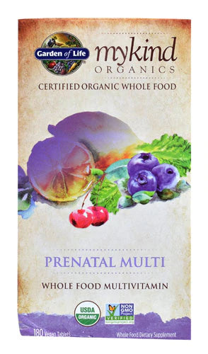 Garden of Life Organics Prenatal Vegan Whole Food Multivitamin Tablets, Folate not Folic Acid &amp; Stomach Soothing Blend for Women, Peppermint, 180 Count