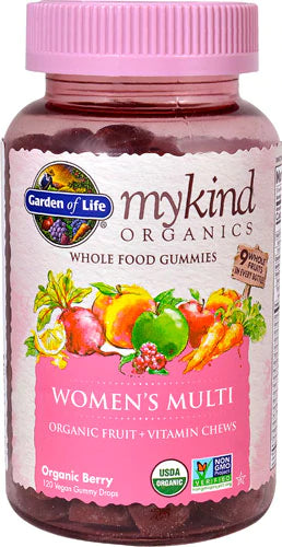 Garden of Life Mykind Organics Women's Multi Whole Food Gummies Organic Berry, 120 Vegan Gummy Drops