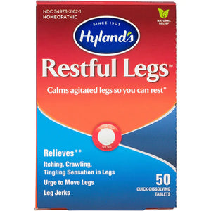 Hyland's Restful Legs Tablets, Natural Itching, Crawling, Tingling and Leg Jerk Relief, Quick Dissolving Tablets, 50 Count