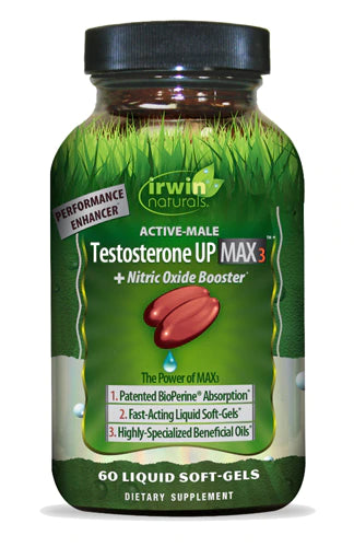 Irwin Naturals Testosterone Up Max3™ + Nitric Oxide Booster, 60 Liquid Softgels
