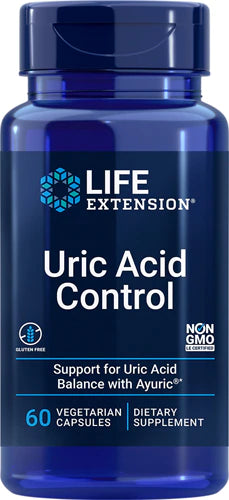 Life Extension Uric Acid Control, Promotes Healthy uric Acid Balance, Joint Health, discomfort Relief, Gluten Free, Non-GMO, Vegetarian, 60 Capsules