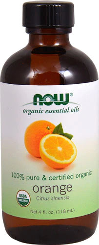 NOW Essential Oils, Organic Orange Oil, Uplifting Aromatherapy Scent, Cold Pressed, 100% Pure, Vegan, Child Resistant Cap, 4-Ounce