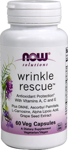 NOW Foods Solutions, Wrinkle Rescue™ Capsules, Targeted Blend with Vitamins A, C and E, 60 Capsules