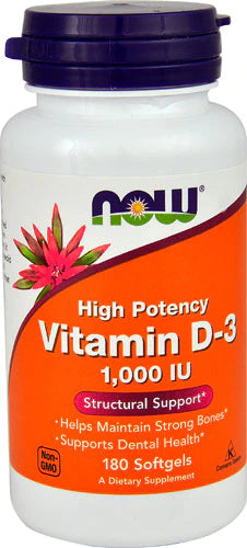 NOW Foods Vitamin D-3, 1000 IU, 180 Softgels