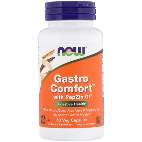 NOW Foods Supplements, Gastro Comfort, plus Mastic Gum, Aloe Vera and Slippery Elm, 60 Veg Capsules