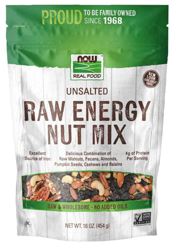 NOW Real Food™ Raw Energy Nut Mix Unsalted, 16 oz