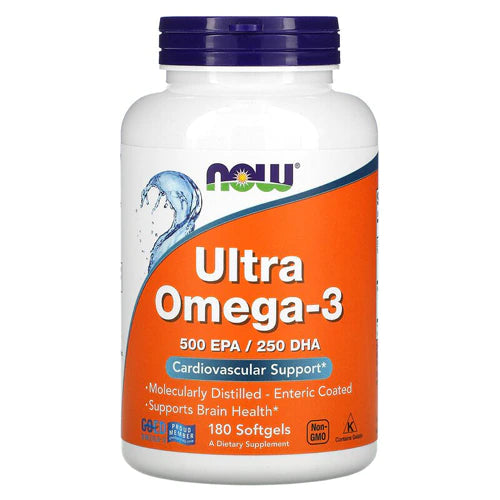 NOW Foods Supplements, Ultra Omega-3 Molecularly Distilled and Enteric Coated, 180 Softgels