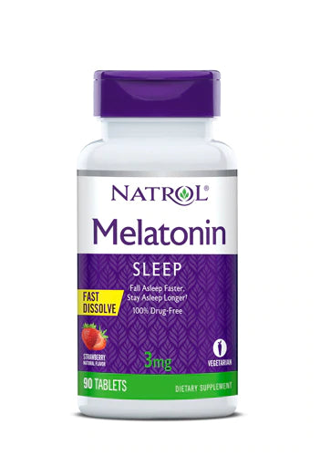 Natrol Melatonin Sleep Support, 3 mg, Strawberry Fast Dissolve, 90 c