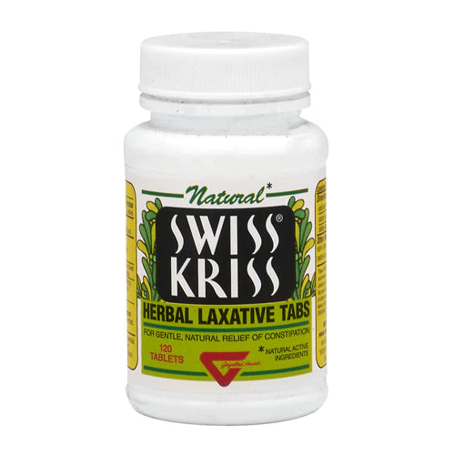 Swiss Kriss Herbal Laxative Tablets, Gentle &amp; Natural Laxatives for Constipation Relief for Adults &amp; Children Over Age 6, Works in 6-12 Hours, Senna Laxative, 120 Tablets Total