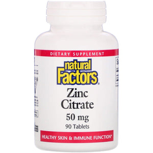 Natural Factors Zinc Citrate, 50 mg, 90 Tablets