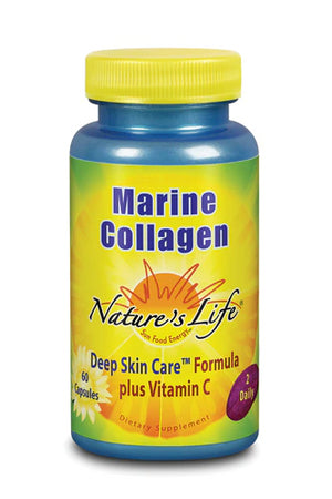 Nature's Life Marine Collagen Deep Skin Care Formula Plus Vitamin C | from Deep Cold-Water Fish | 30 Servings, 60 Caps