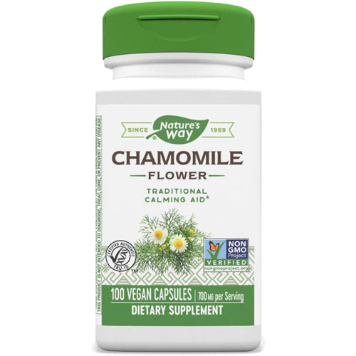 Nature&#39;s Way Chamomile Flower - 700 mg per 2-Capsule Serving- Traditional Calming Aid* - Herbal Supplement - Non-GMO Project Verified &amp; Gluten Free - 100 Vegan Capsules