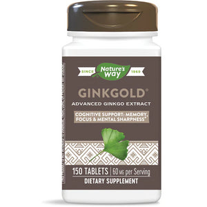 Nature's Way Ginkgold Advanced Ginkgo Extract, Supports Memory, Focus & Cognitive Function*, Ginkgo Biloba Extract, 150 Tablets
