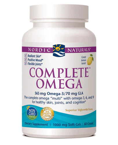 Nordic Naturals Complete Omega, Lemon Flavor - 60 Soft Gels - 565 mg Omega-3 - EPA &amp; DHA with Added GLA - Healthy Skin, Cognition, Positive Mood - Non-GMO - 30 Servings