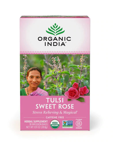 Organic India Tulsi Tea Sweet Rose, 18 Tea Bags