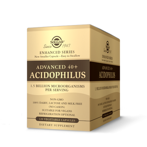 Solgar Advanced 40+ Acidophilus, 120 Vegetable Capsules - Supports Healthy Intestinal Flora - 1.5 Billion Microorganisms Per Serving - Gluten, Dairy, Lactose & Milk Free - Vegetarian - 120 Servings