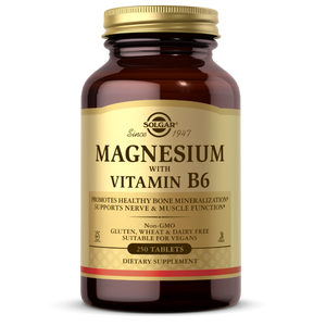 Solgar Magnesium with Vitamin B6, 250 Tablets - Promote Healthy Bone Mineralization, Support Nerve & Muscle Function, Energy Metabolism - Non-GMO, Vegan, Gluten Free, Dairy Free, Kosher - 83 Servings