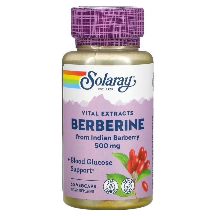 SOLARAY Berberine 500mg - Berberine Supplement for a Healthy, Active Lifestyle - with Berberine HCl from Indian Barberry - Vegan, Non-GMO, 60-Day Guarantee, Lab Verified - 60 Servings, 60 VegCaps
