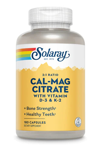 SOLARAY Calcium Magnesium Citrate w/Vitamin D3 K2 - Calcium Supplements for Women and Men - Bone and Heart Health Support - Cal Mag 2:1 Ratio, Plus Vitamin D 3 and K2, 60-Day Guarantee, 30 Servings
