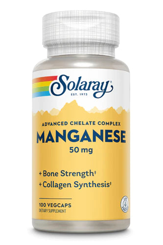 SOLARAY Manganese Supplement 50 mg - Essential Trace Minerals - Advanced Trace Mineral Supplements for Bone Strength and Bone Health Support - Lab Verified, 60-Day Guarantee, 100 Servings, 100 VegCaps