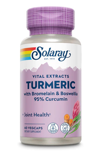 SOLARAY Turmeric Supplement with Bromelain and Boswellia, 95% Curcumin, Turmeric Curcumin Supplement for Joint Support, Gallbladder, Liver Support, Non-GMO, Vegan, 60-Day Guarantee, 60 Servings