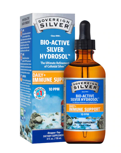 Sovereign Silver Immune Support - Colloidal Silver, Bio-Active Silver Hydrosol, 10 ppm, Liquid Dropper, 4 Fl Oz, (118 mL)