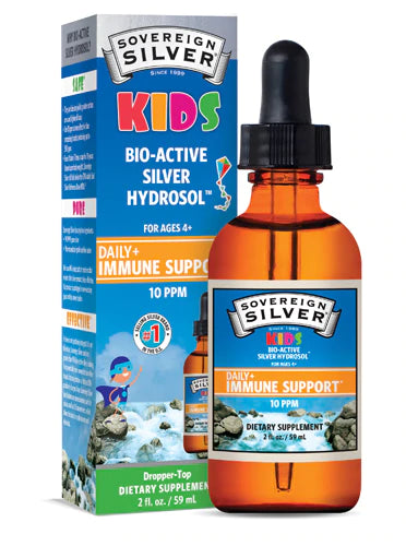Sovereign Silver Bio-Active Silver Hydrosol for Kids Daily Immune Support, 2 oz Dropper
