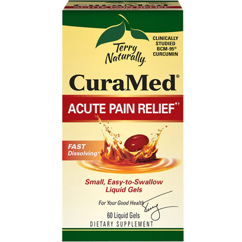 Terry Naturally CuraMed Acute Pain Relief - Supplement with BCM-95 Curcumin &amp; BOS-10 Boswellia - Black Sesame Seed Oil to Support Relief of Occasional Discomfort - 60 Liquid Gels