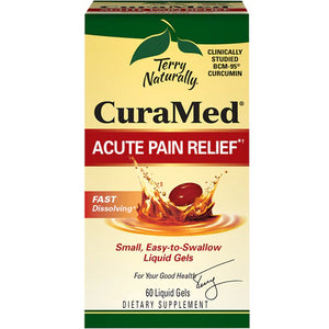 Terry Naturally CuraMed Acute Pain Relief - Supplement with BCM-95 Curcumin & BOS-10 Boswellia - Black Sesame Seed Oil to Support Relief of Occasional Discomfort - 60 Liquid Gels