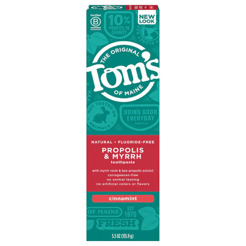 Tom&#39;s of Maine Propolis and Myrrh Fluoride-Free Natural Toothpaste Cinnamint, 5.5 oz