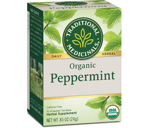 Traditional Medicinals Tea, Organic Peppermint, Soothes Your Belly, Refreshing &amp; Minty, 16 Tea Bags