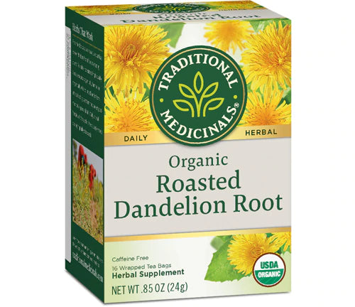 Traditional Medicinals Organic Roasted Dandelion Root Herbal Tea, Supports Healthy Digestion, (Pack of 1) - 16 Tea Bags