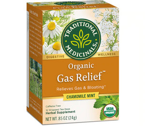 Traditional Medicinals Tea, Organic Gas Relief, Relieves Gas & Bloating, Chamomile Mint, 16 Tea Bags