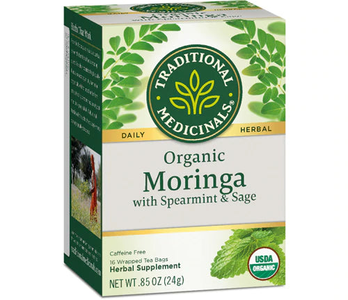 Traditional Medicinals Tea, Organic Moringa, Everyday Wellness, with Spearmint &amp; Sage, 16 Tea Bags