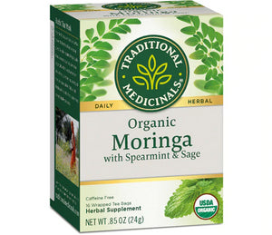 Traditional Medicinals Tea, Organic Moringa, Everyday Wellness, with Spearmint & Sage, 16 Tea Bags