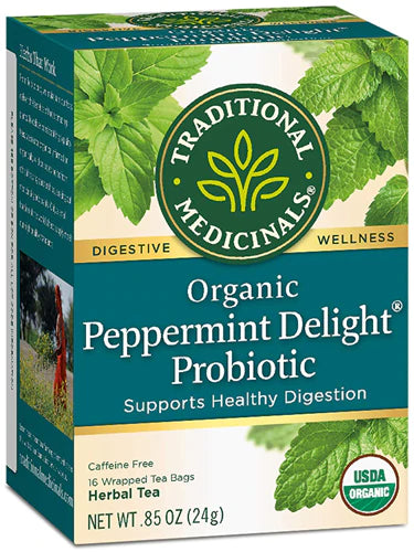 Traditional Medicinals Organic Peppermint Delight® Probiotic Tea, 16 Tea Bags