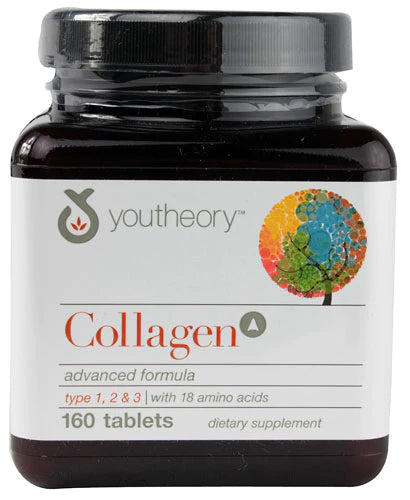 Youtheory Collagen Skin Hair &amp; Nail Formula, 6000 mg, 160 Tablets
