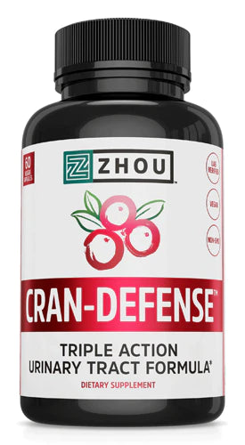Zhou Cran-Defense - Cranberry Pills for Women & Men, D Mannose with Cranberry Extract, 1000 mg D-Mannose Per Capsule for Urinary Tract Health, Antioxidant Support - 60 Veggie Capsules